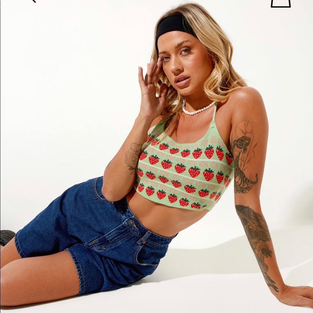 Motel Rocks Strawberry Crop Top